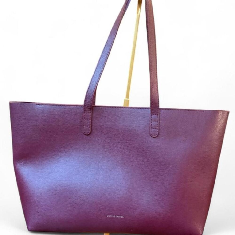 Mansur Gavriel Small Zip Tote Claret Burgundy Leather Shoulder Bag
